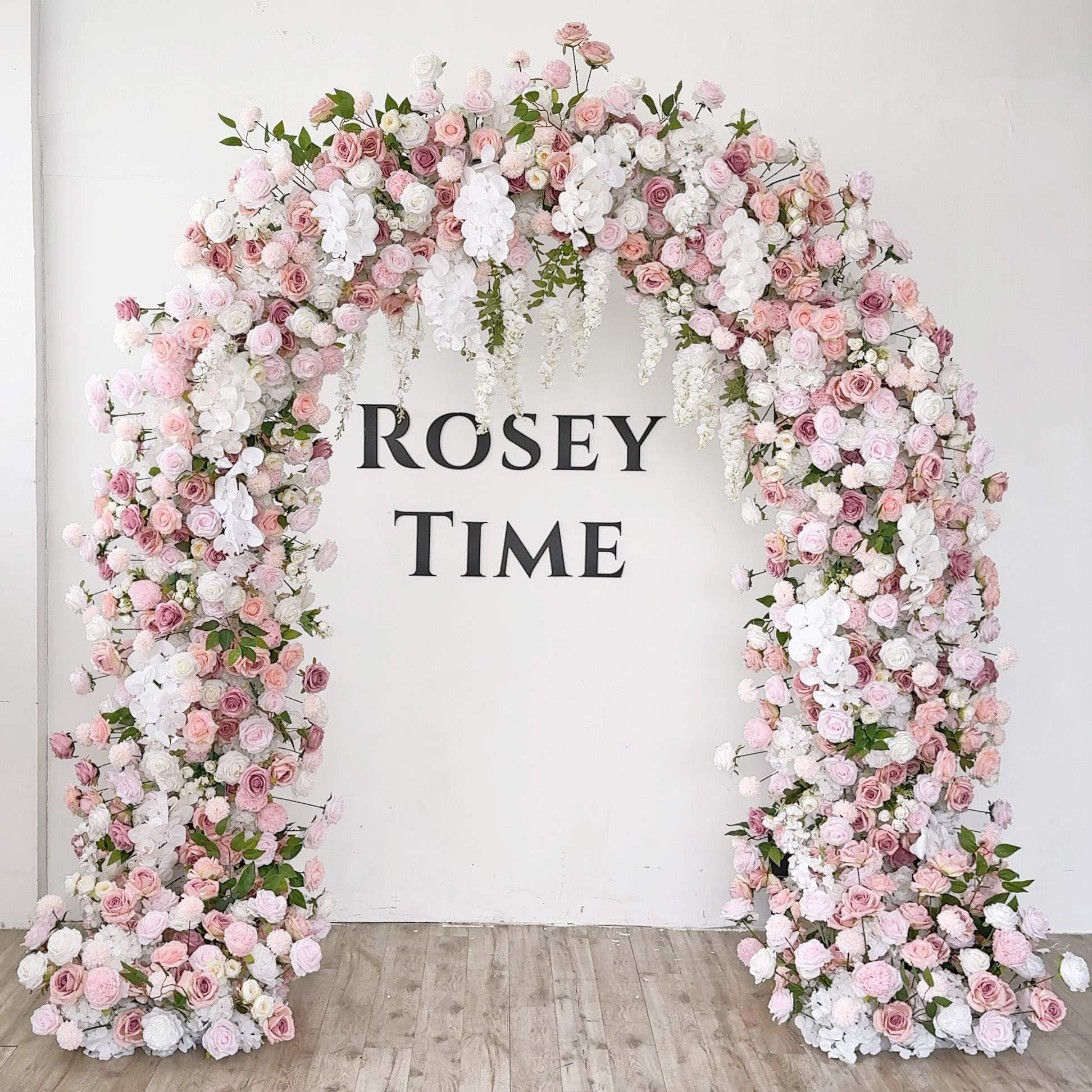 RoseyTime White&Pink Arch n-shape Round Flower Arch #RTA365