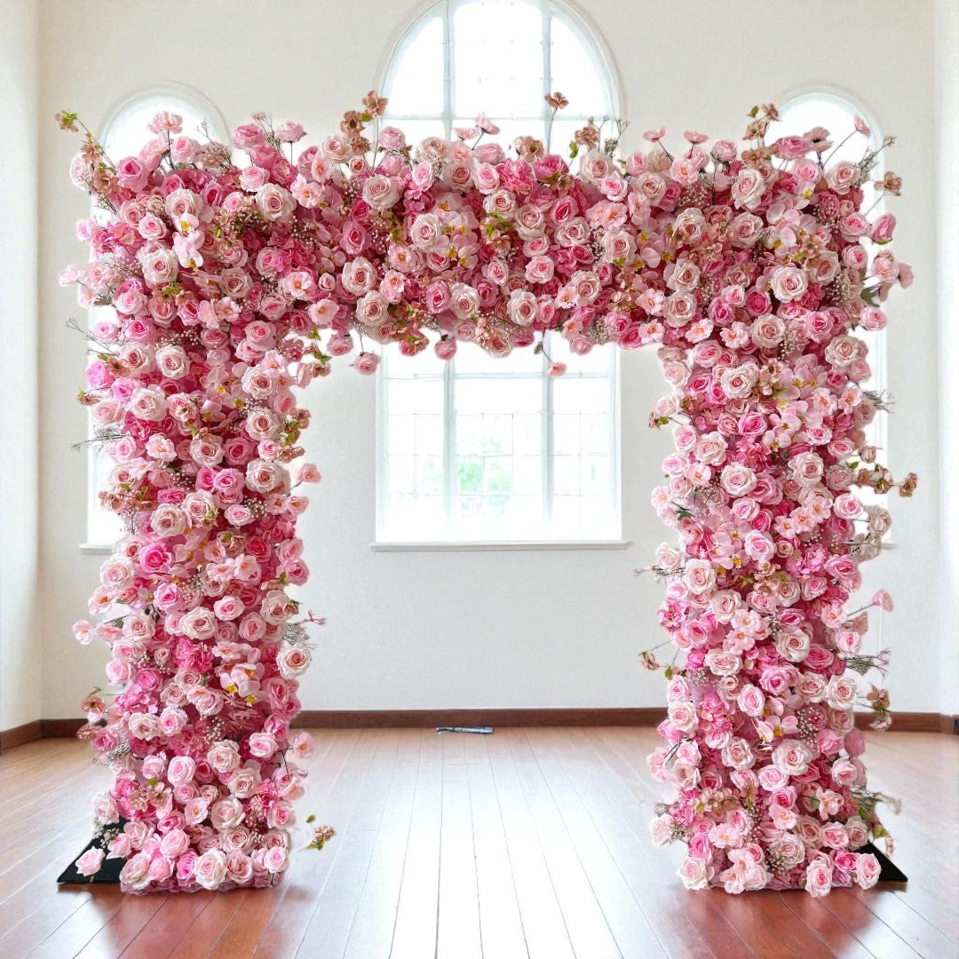 Roseytime Pink Square Flower Arch Fabric Back#RTA359