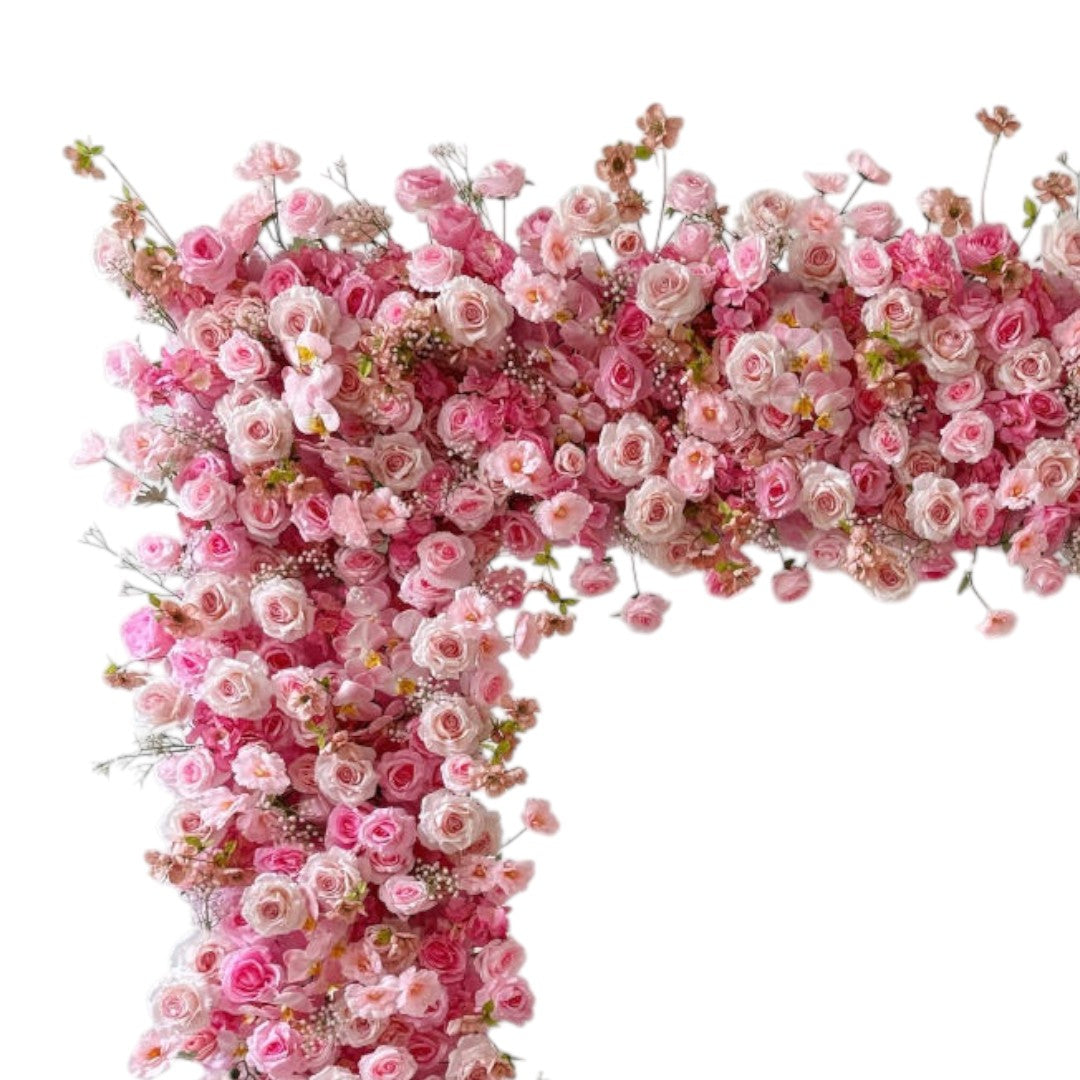 Roseytime Pink Square Flower Arch Fabric Back#RTA359