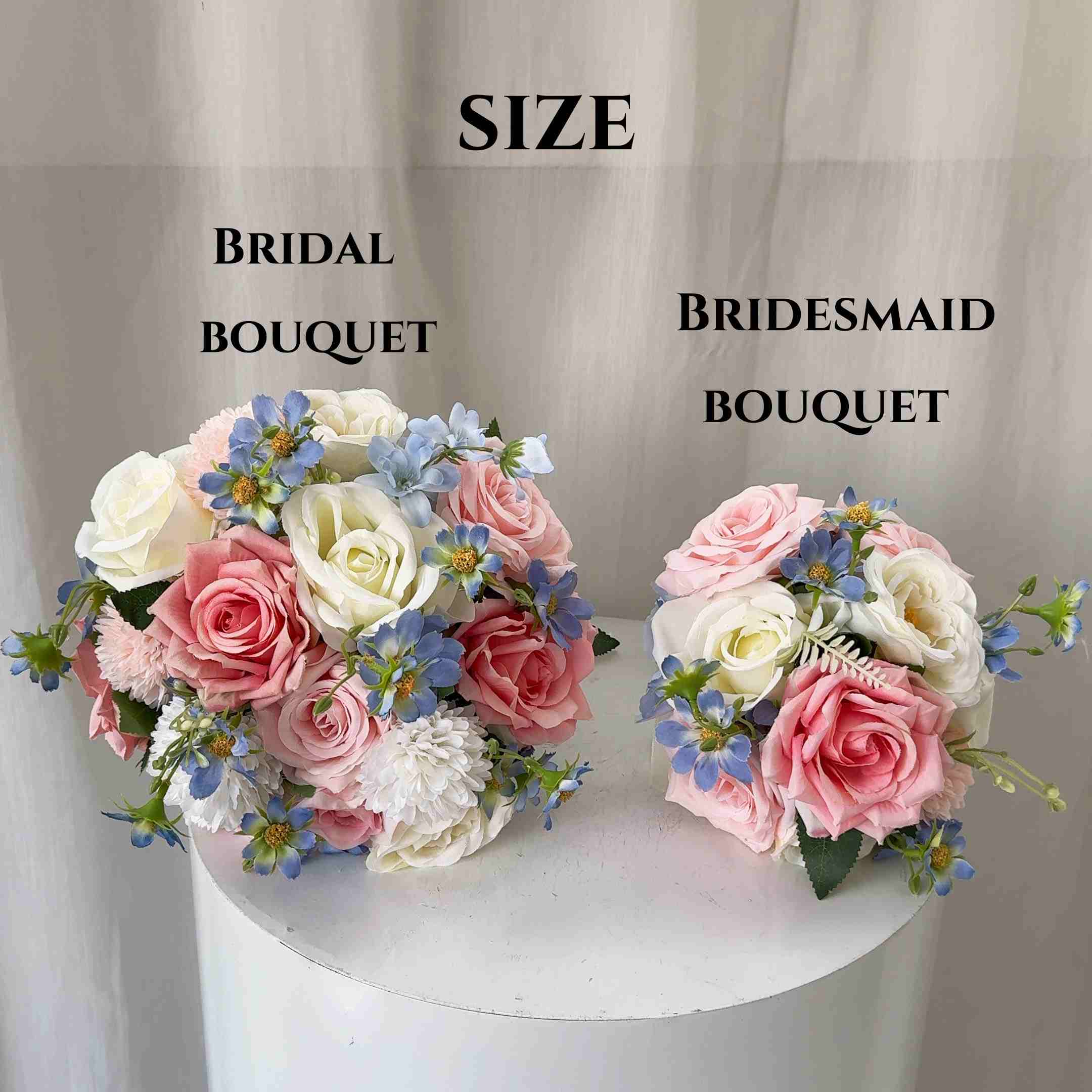 Roseytime Bride/Bridesmaid Bouquet in Pastel Pink Blue Flowers #RTBQ046
