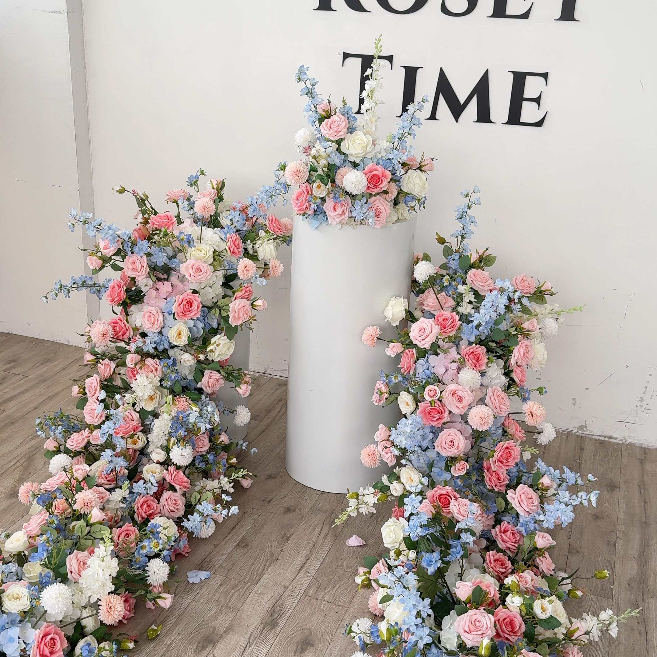 Roseytime Pastel Pink Blue Flower Runner Table Flower Decor#RTR097