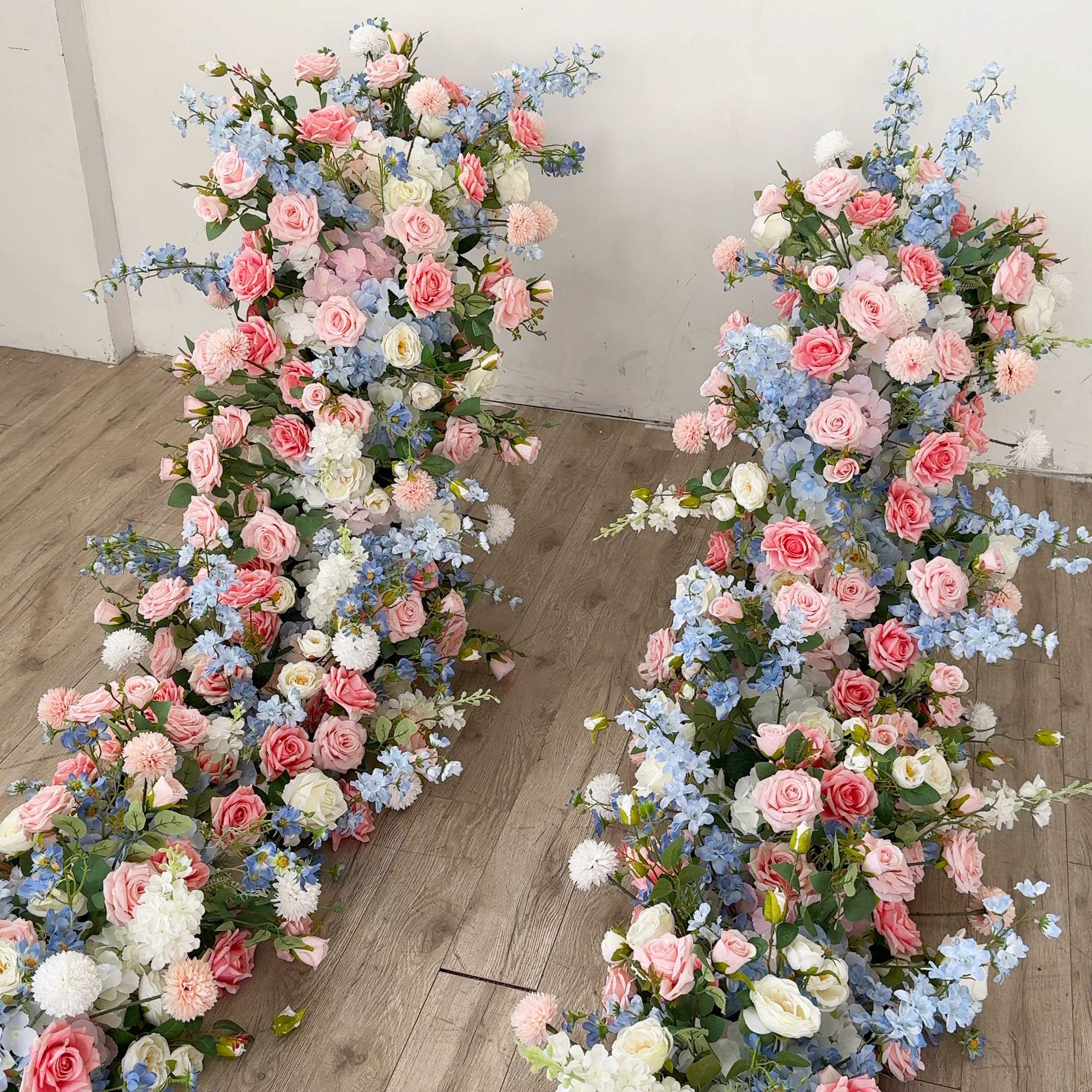 Roseytime Pastel Pink Blue Flower Runner Table Flower Decor#RTR097