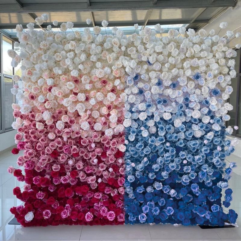 💥BF Sale: 5D Gender Reveal Party Flower Wall Roll Up Fabric Back #RTW249