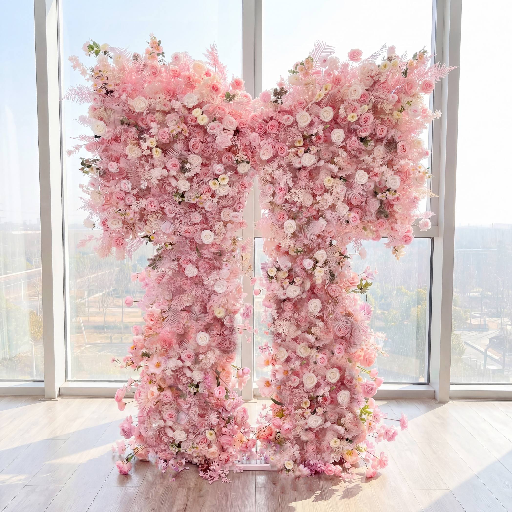Roseytime Pink Bow Flower Wall Roll Up Fabric Back #RTW436