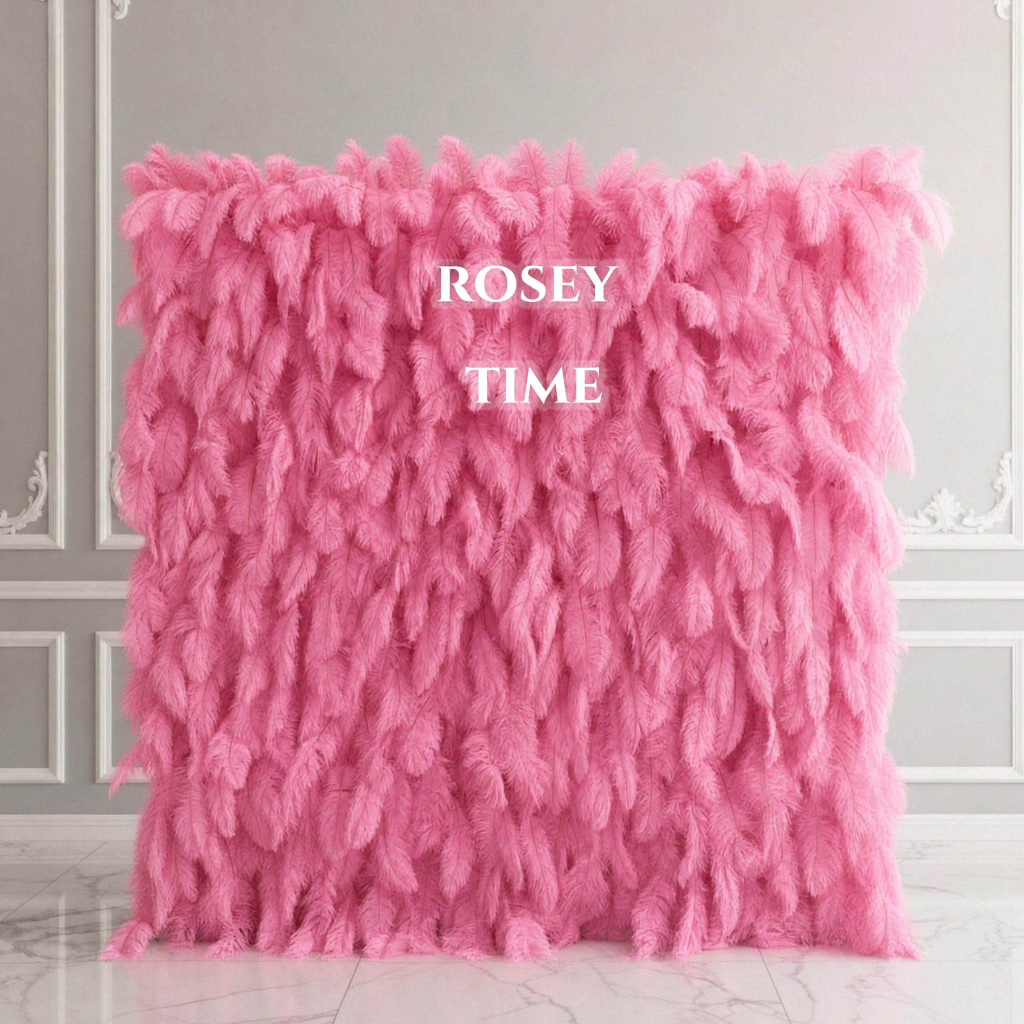 Roseytime 5D Bubblegum Pink Feather Wall Roll Up Fabric Back #RTW049