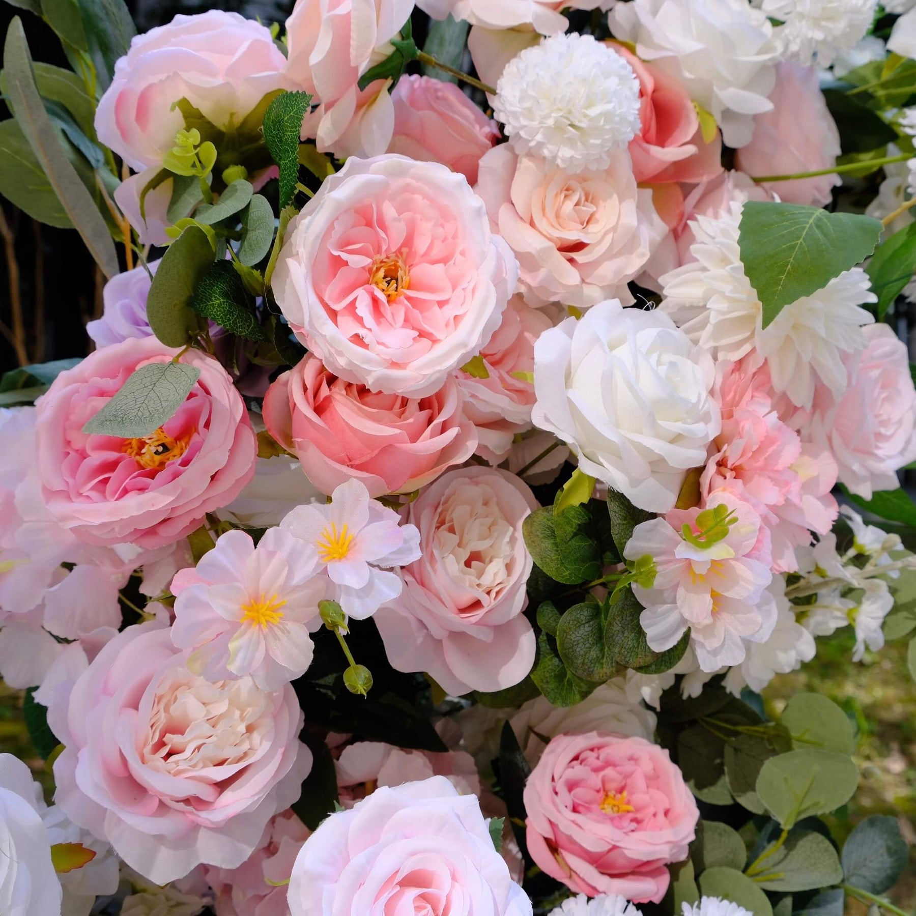 Roseytime Wedding Floral Pillars Arch Withe Pink Flowers with Frame #RTP002