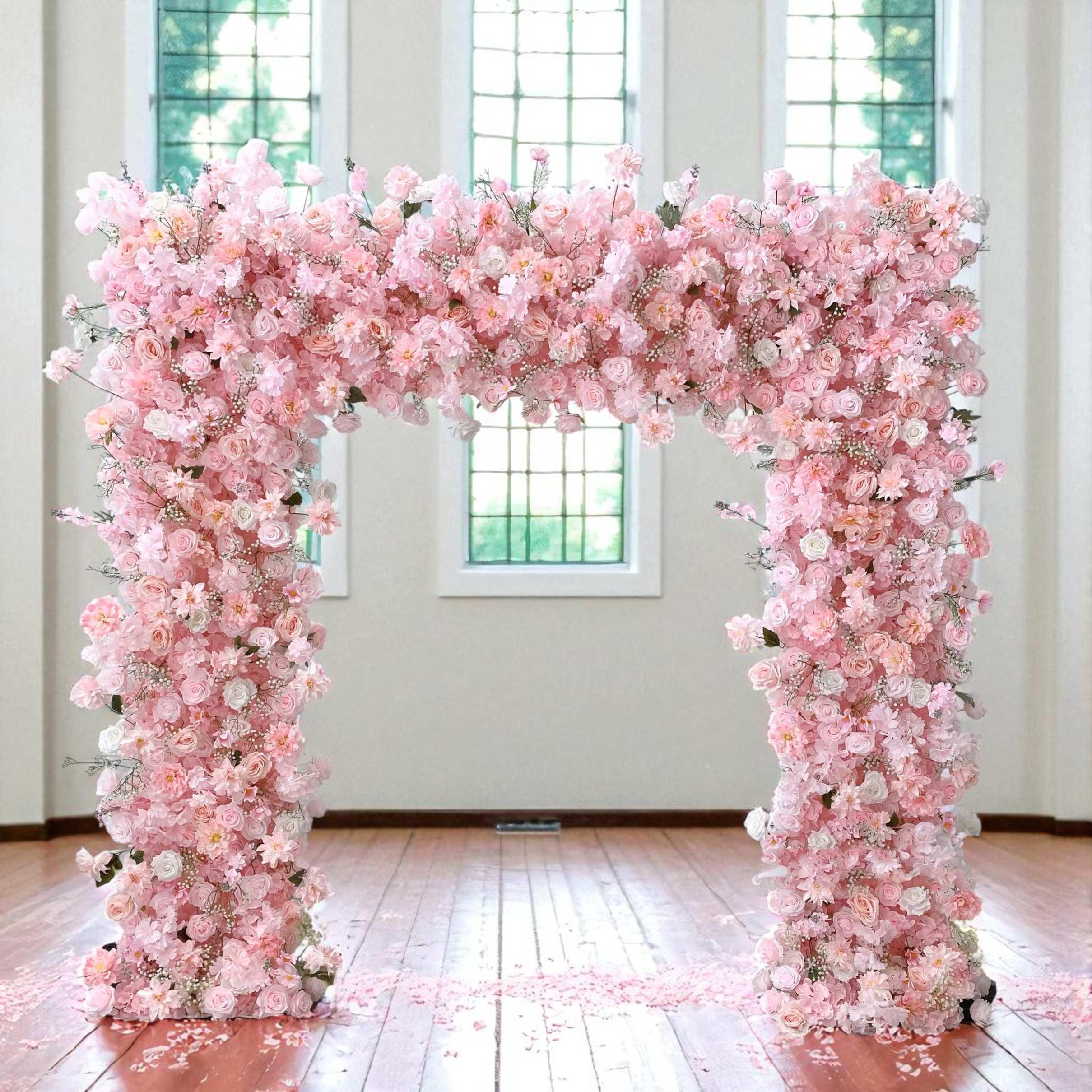 Roseytime Pink Square Flower Arch Fabric Back#RTA357
