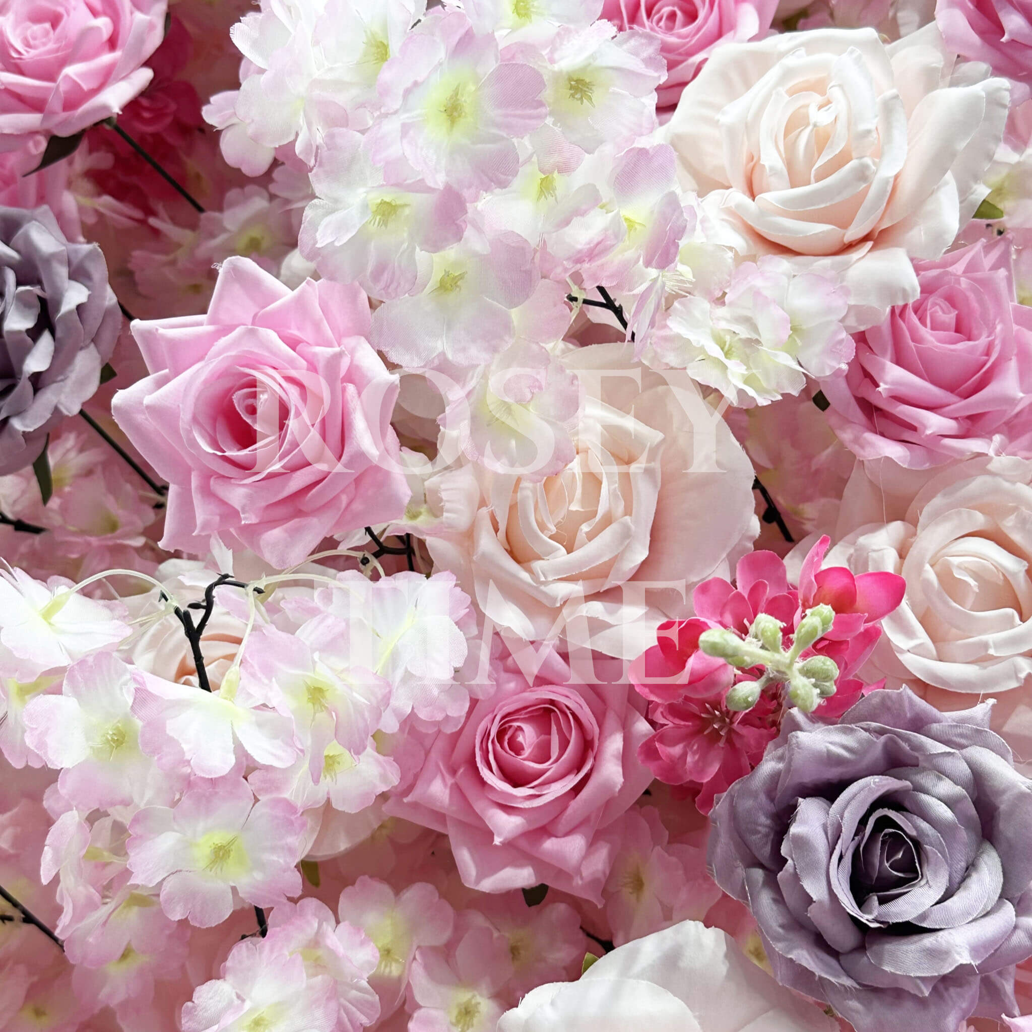 Roseytime Pink Square Flower Arch Fabric Back#RTA126