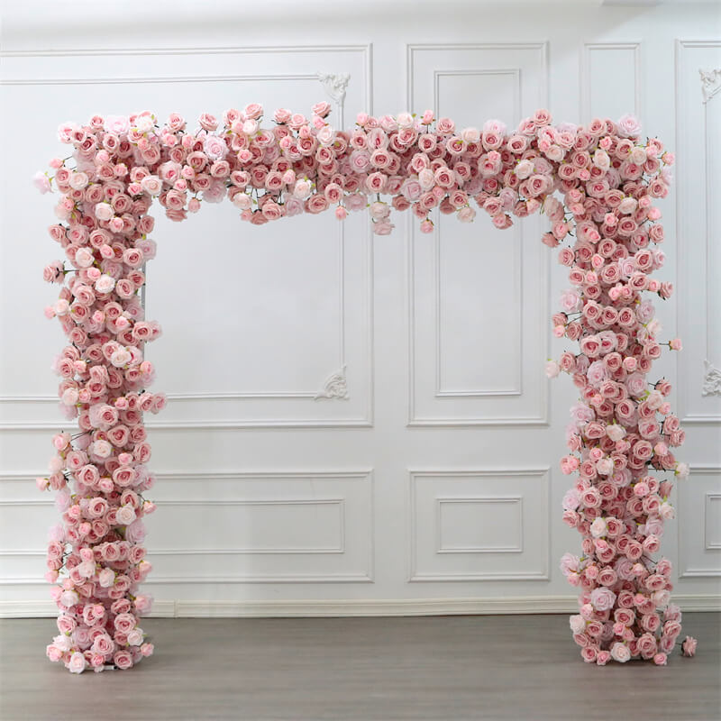 Roseytime Pink Square Flower Arch Fabric Back Roll Up #RTA048