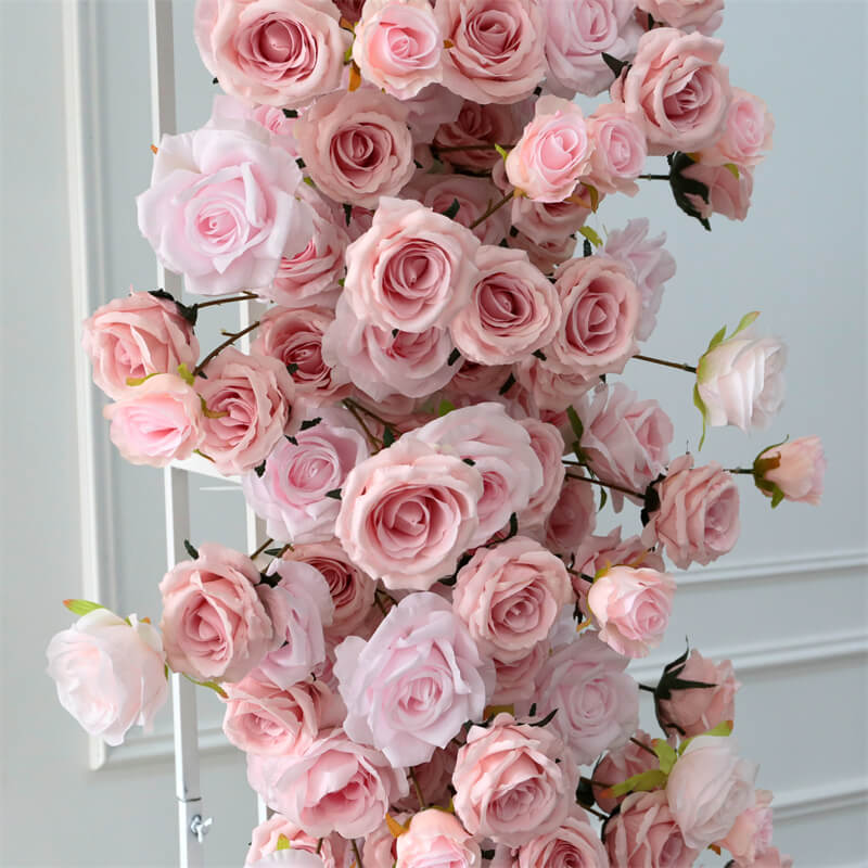 Roseytime Pink Square Flower Arch Fabric Back Roll Up #RTA048