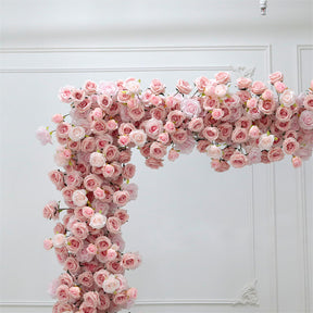 Roseytime Pink Square Flower Arch Fabric Back Roll Up #RTA048