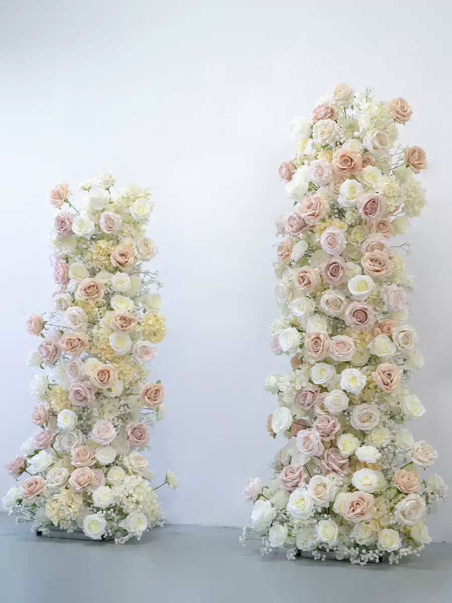 RoseyTime Champagne Flower Pillars Arch with Frame #RTP035