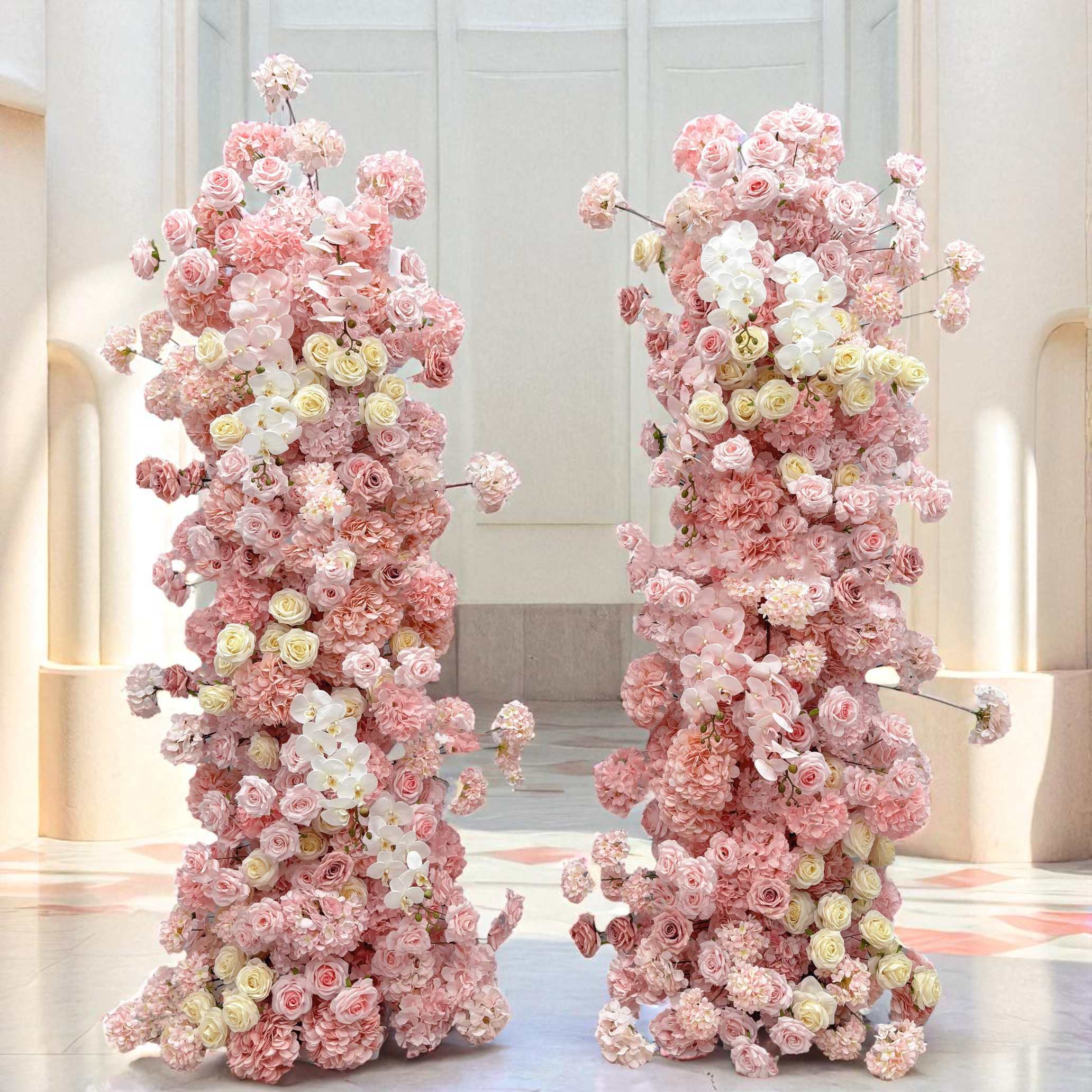 B1G1 sale- 2026 Elegant Pink Flower Pillars Arch with Frame #RTP095