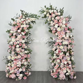 Roseytime Wedding Floral Pillars Arch Withe Pink Flowers with Frame #RTP002