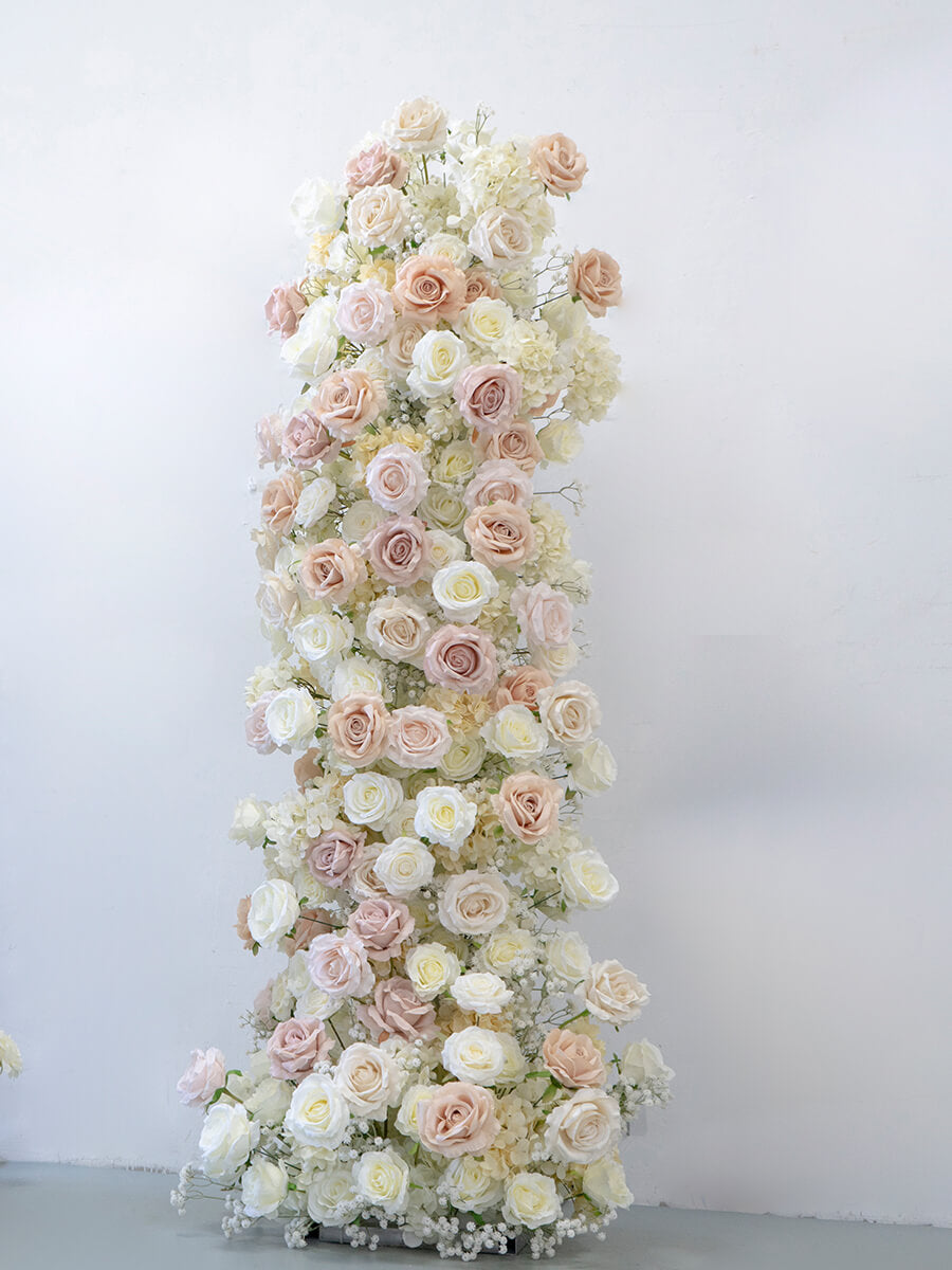 RoseyTime Champagne Flower Pillars Arch with Frame #RTP035