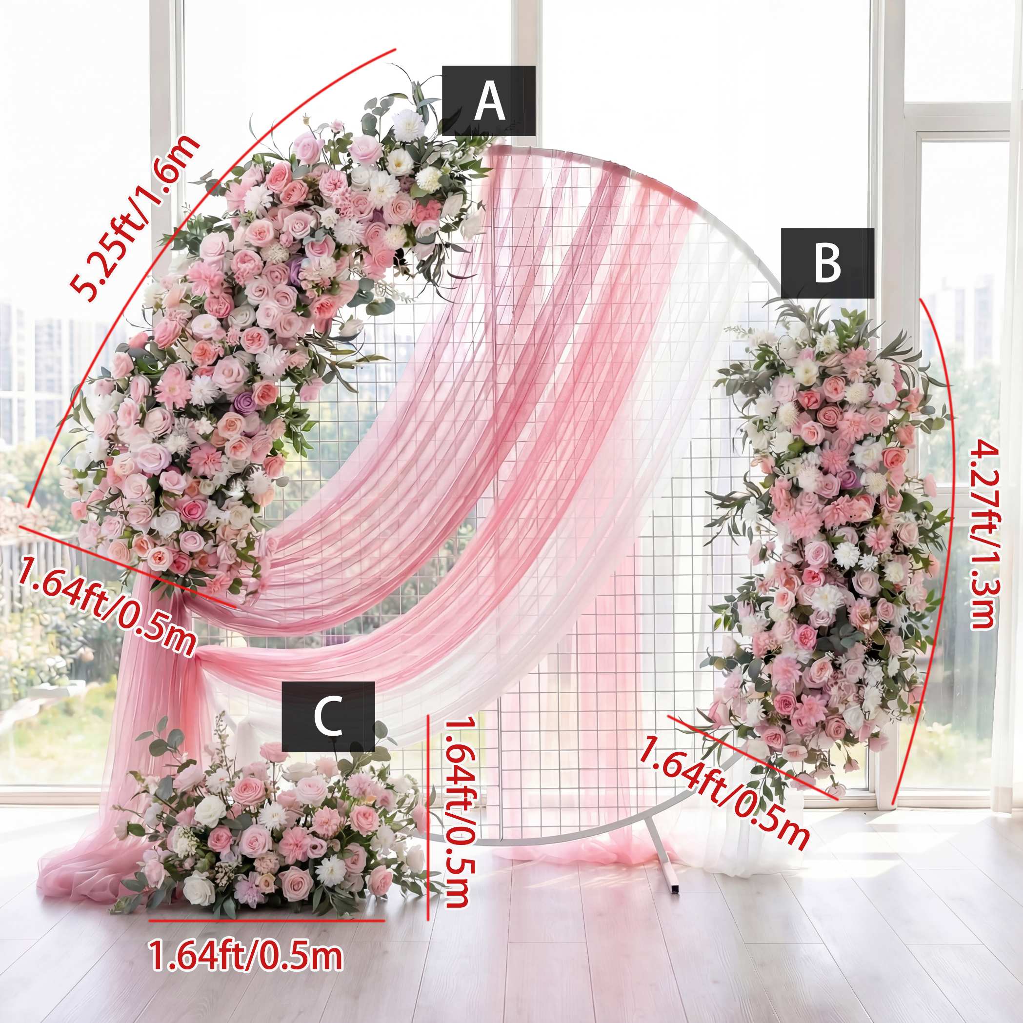 Roseytime Pink&White Flower Set Flower Arch Arrangement #RTA446