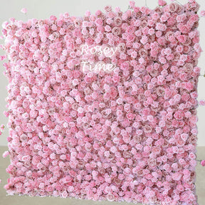 Roseytime 5D Pink Flower Wall Roll Up Fabric Back #RTW174