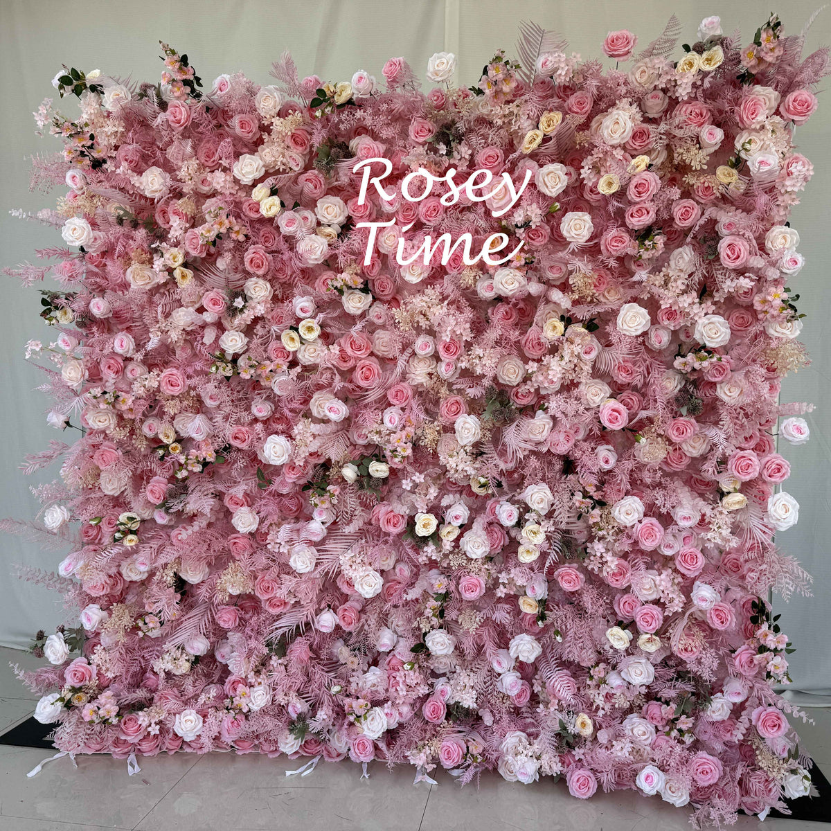 Roseytime 5D Pink Flower Wall Roll Up Fabric Back #RTW047