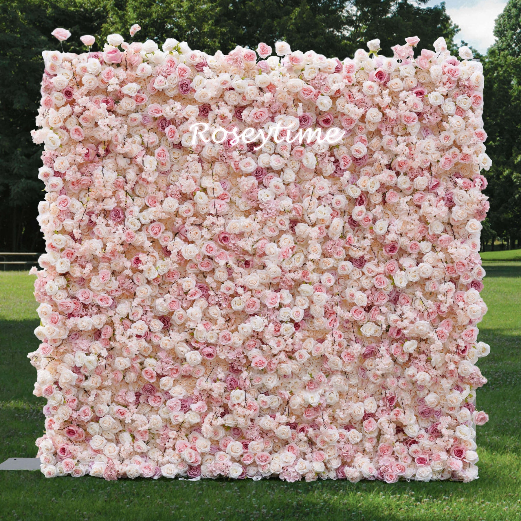 Roseytime 5D Pink Flower Wall Roll Up Fabric Back #RTW023