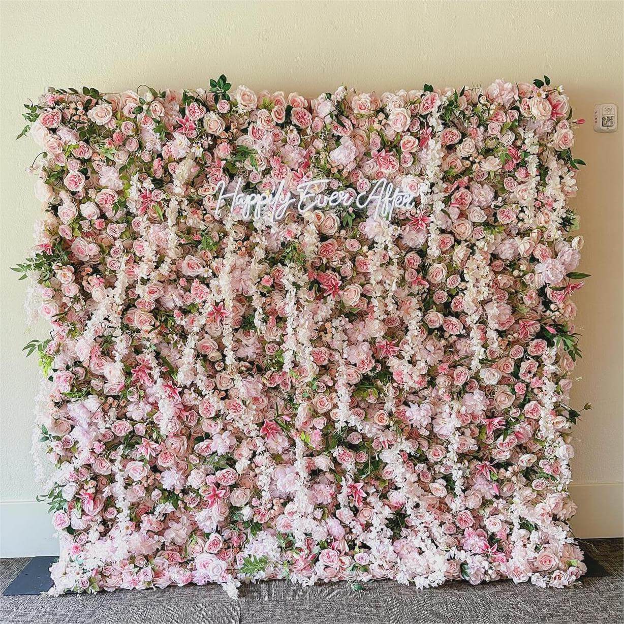 Roseytime 5D Pink Flower Wall Roll Up Fabric Back #RTW273