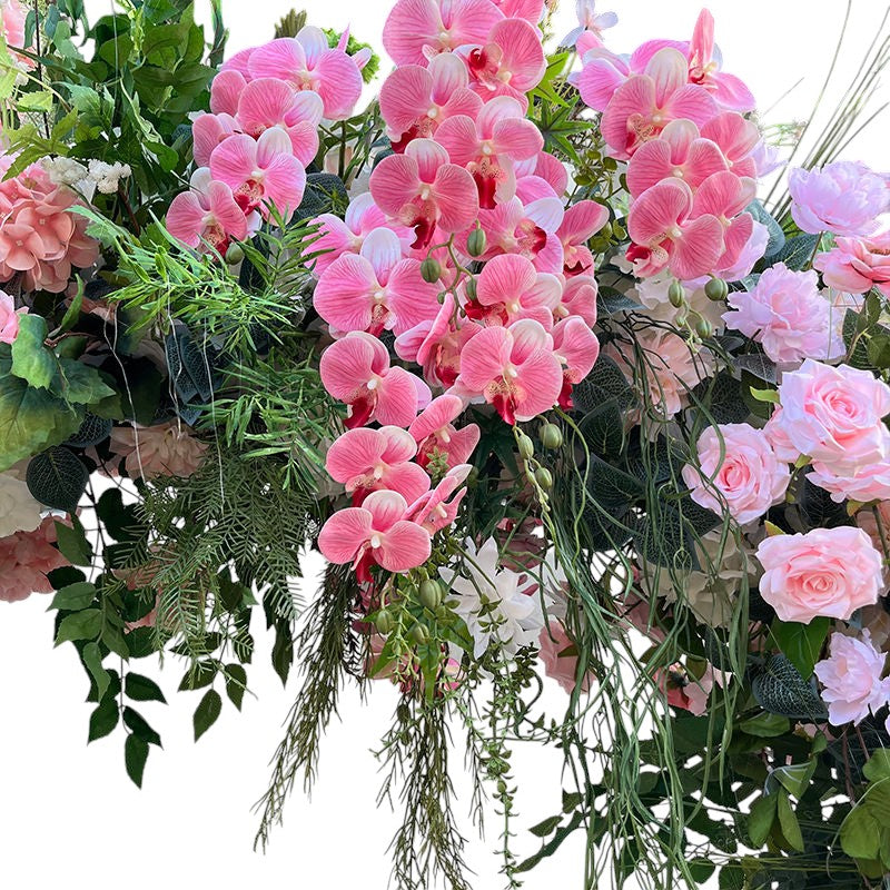 RoseyTime Pink Greenery Arch n-shape Round Arch #RTA154