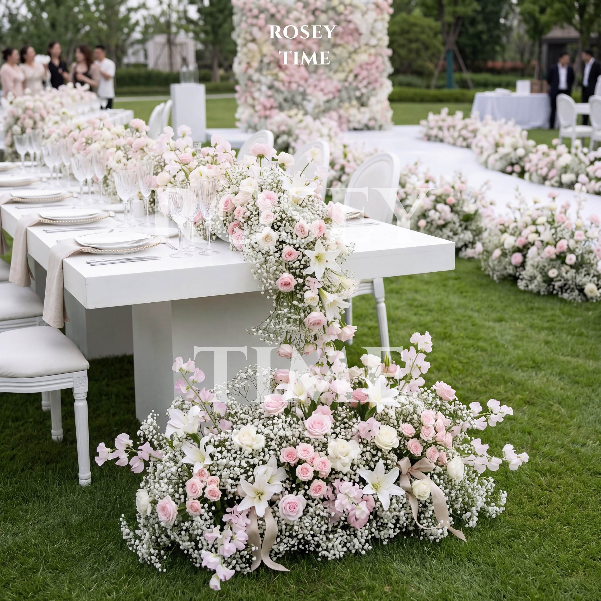 Roseytime Blush&Cream Floor Flower Wedding Aisle Arrangement #RTF024