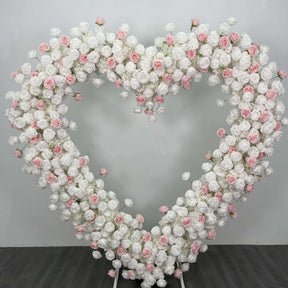 RoseyTime Pink&White Heart Flower Arches Set With Frame