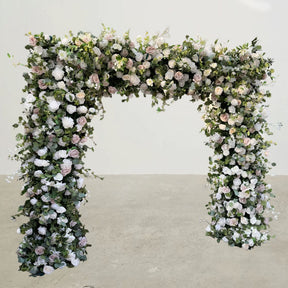 💥BF Sale: White Pink Square Flower Arch Fabric Back#RTA055