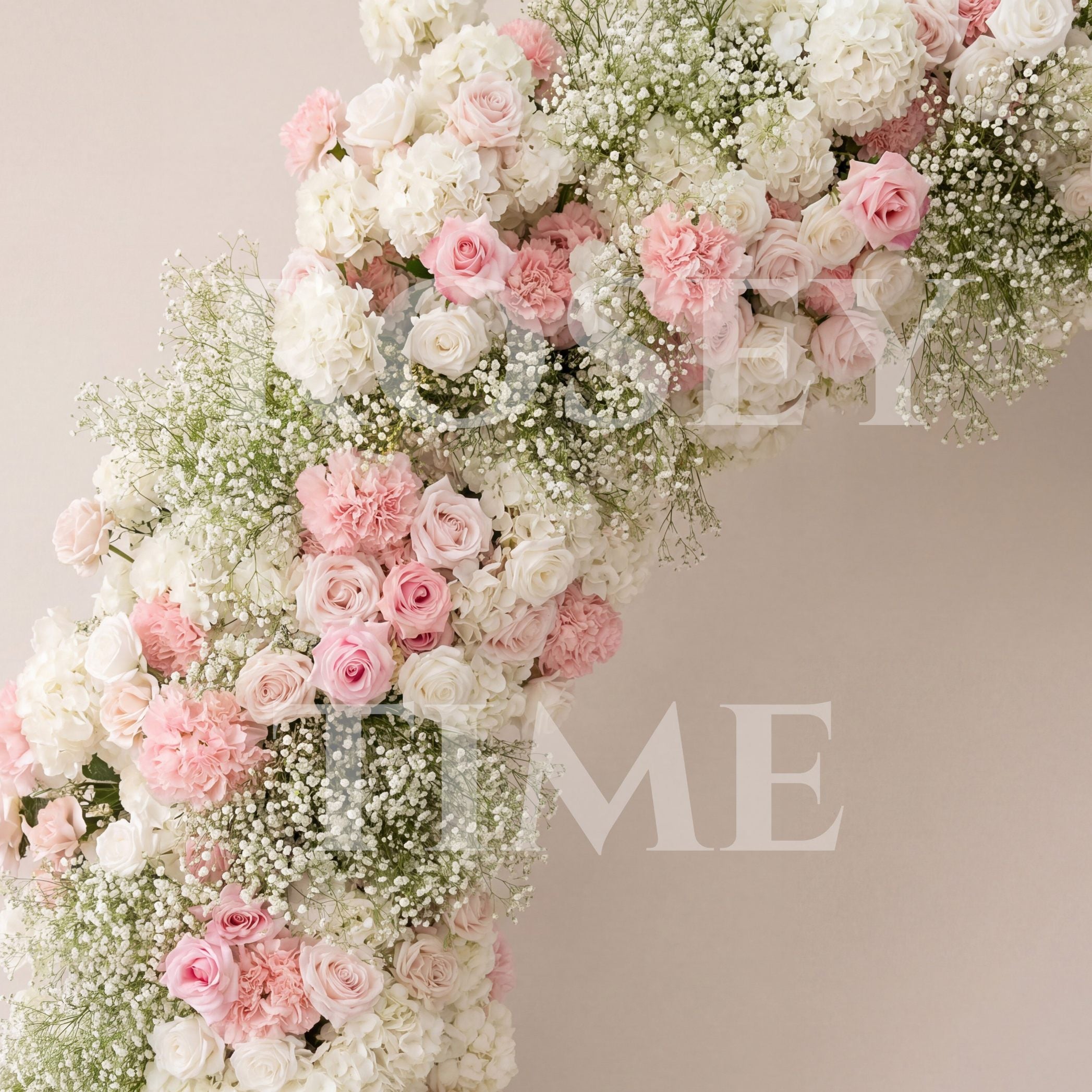 RoseyTime Blush Pink Flower Arch n-shape Round Arch #RTA481