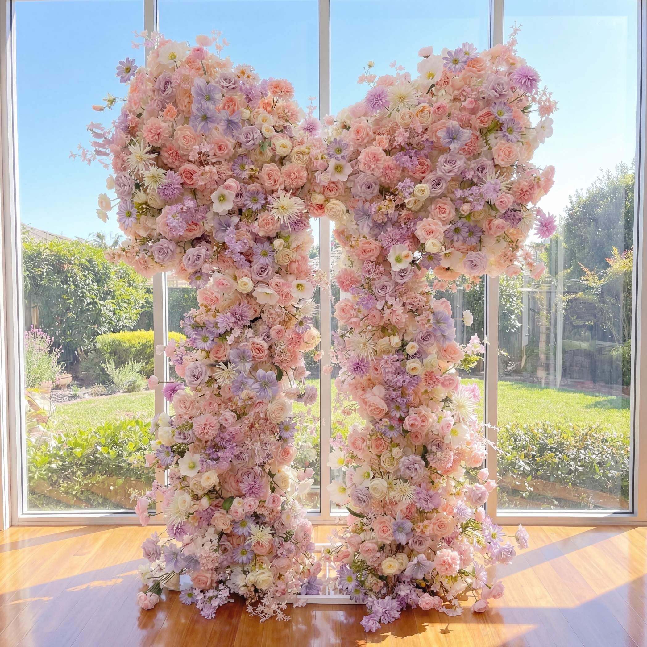 Roseytime Pink&Purple Bow Flower Wall Roll Up Fabric Back #RTW437