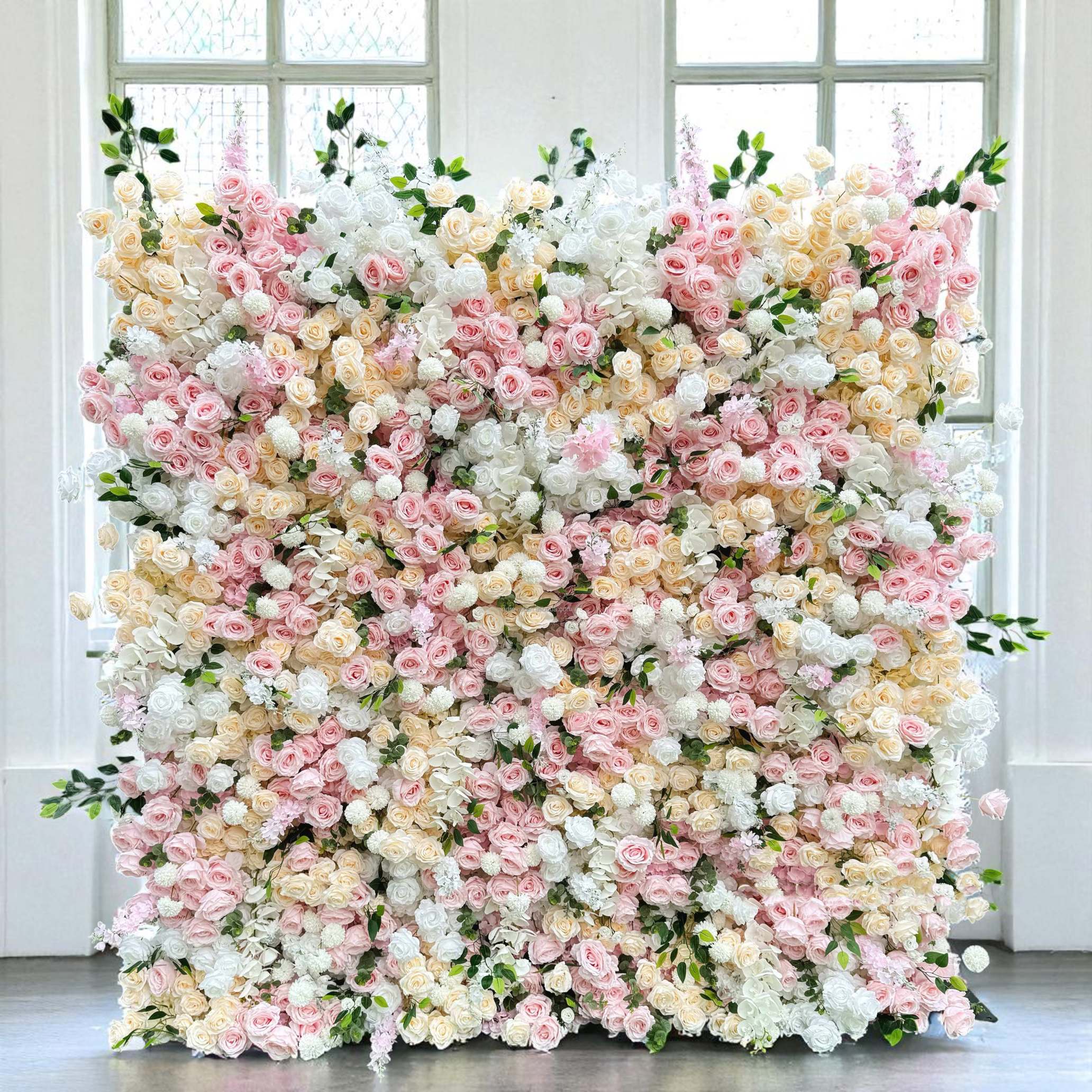 Roseytime 5D Pink&Yellow Flower Wall Roll Up Fabric Back #RTW350