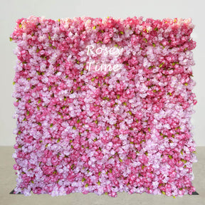 Roseytime 5D Pink Cherry Blossoms Flower Wall Roll Up Fabric Back #RTW200