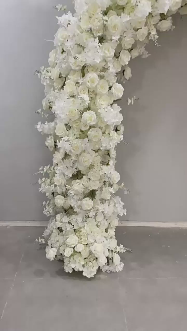 White rose flower arch wall 