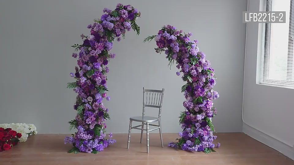 Roseytime Purple Wedding Floral Arch with Plants and Rose for Wedding Decoration