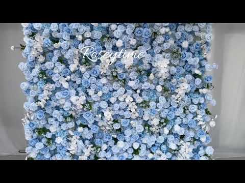 Roseytime 5D Blue Flower Wall Roll Up Fabric Back