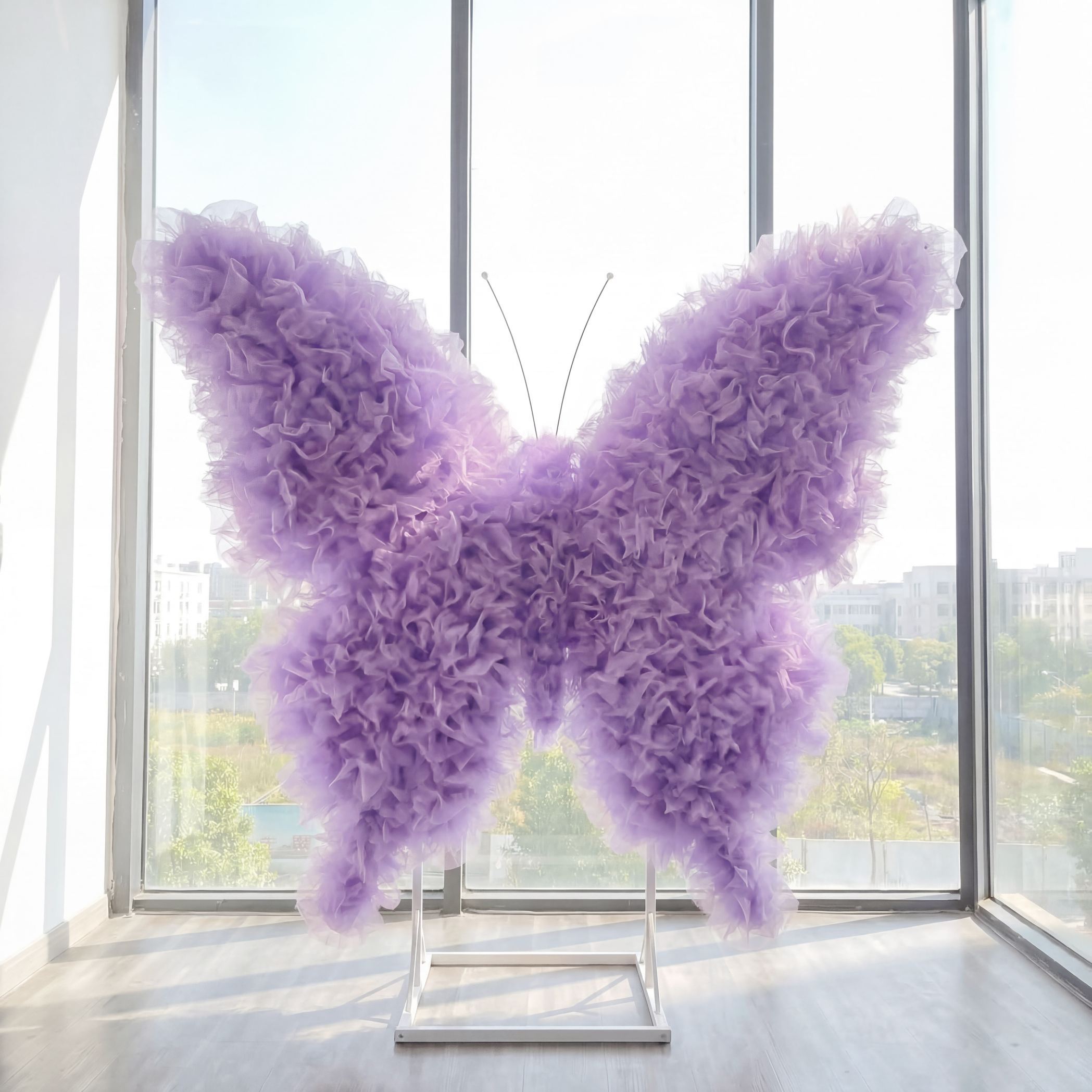 Roseytime Purple Tulle Butterfly Backdrop Wall Roll Up Fabric Back #RTW398