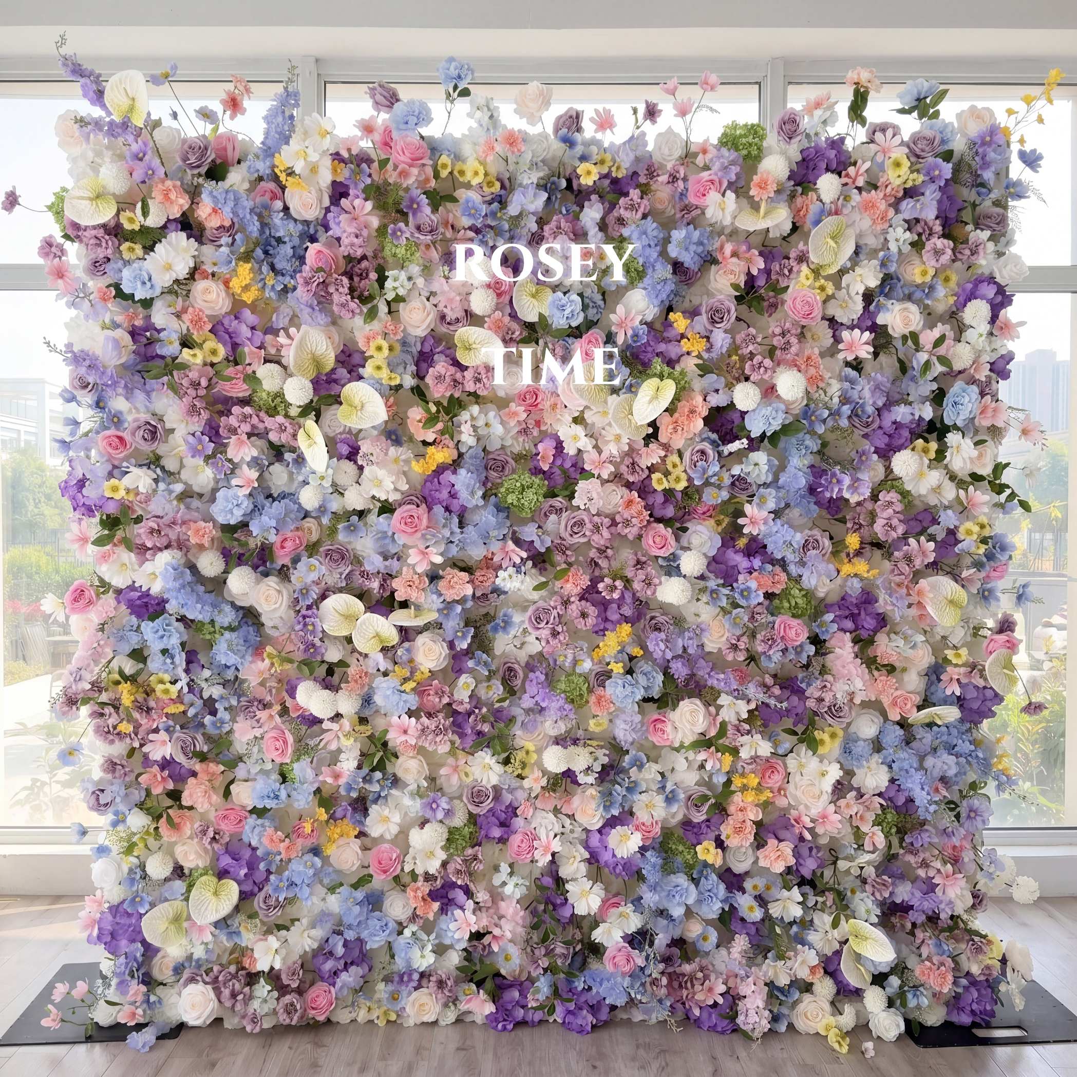 Roseytime 5D Wild Purple Flower Wall Roll Up Fabric Back #RTW315