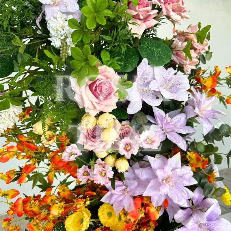 Roseytime Green Flower Pillars Arch with Frame #RTP048