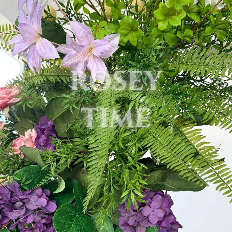 Roseytime Green Flower Pillars Arch with Frame #RTP048