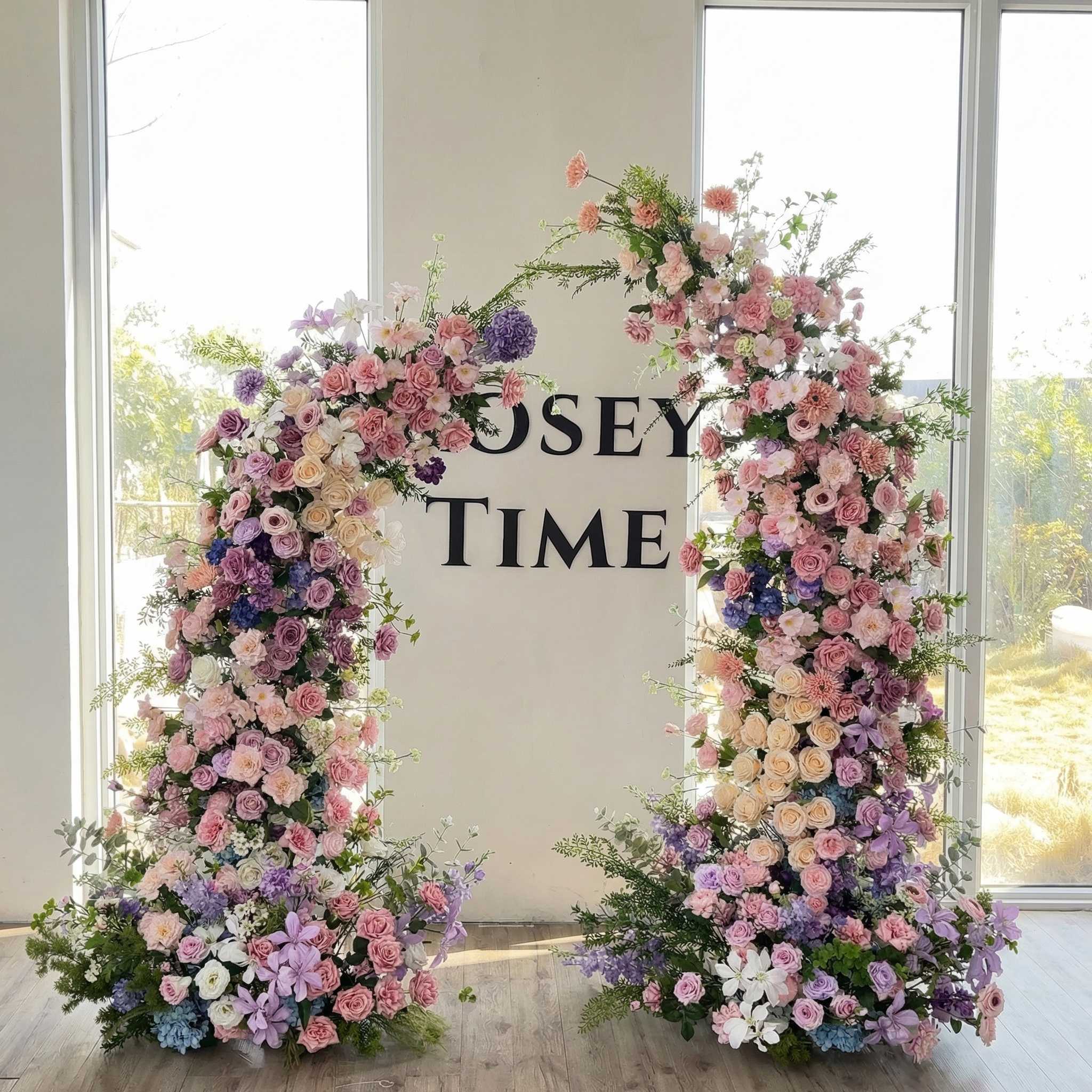 Roseytime Spring Colorful Flower Pillars Arch with Frame #RTP059