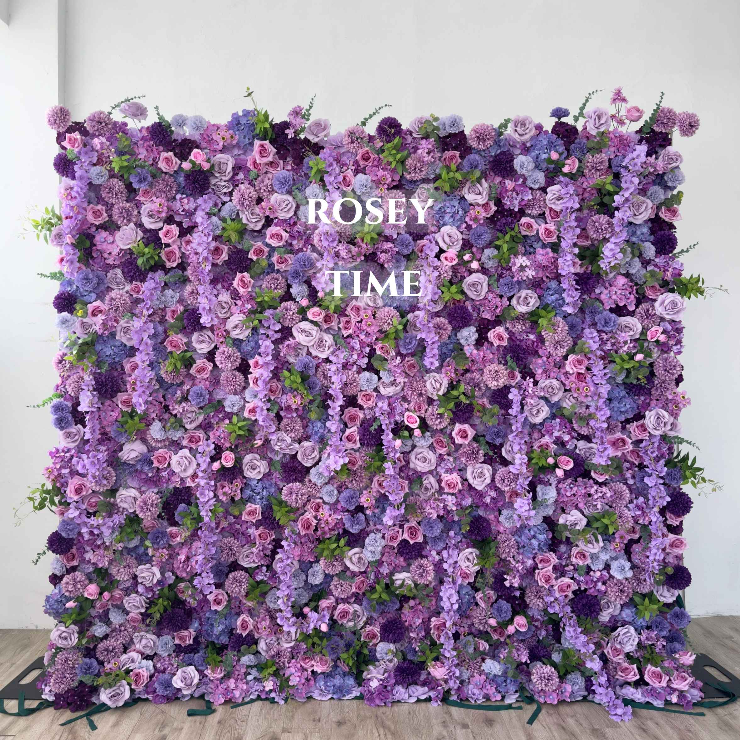 Roseytime 5D Purple Flower Wall Roll Up Fabric Back #RTW183
