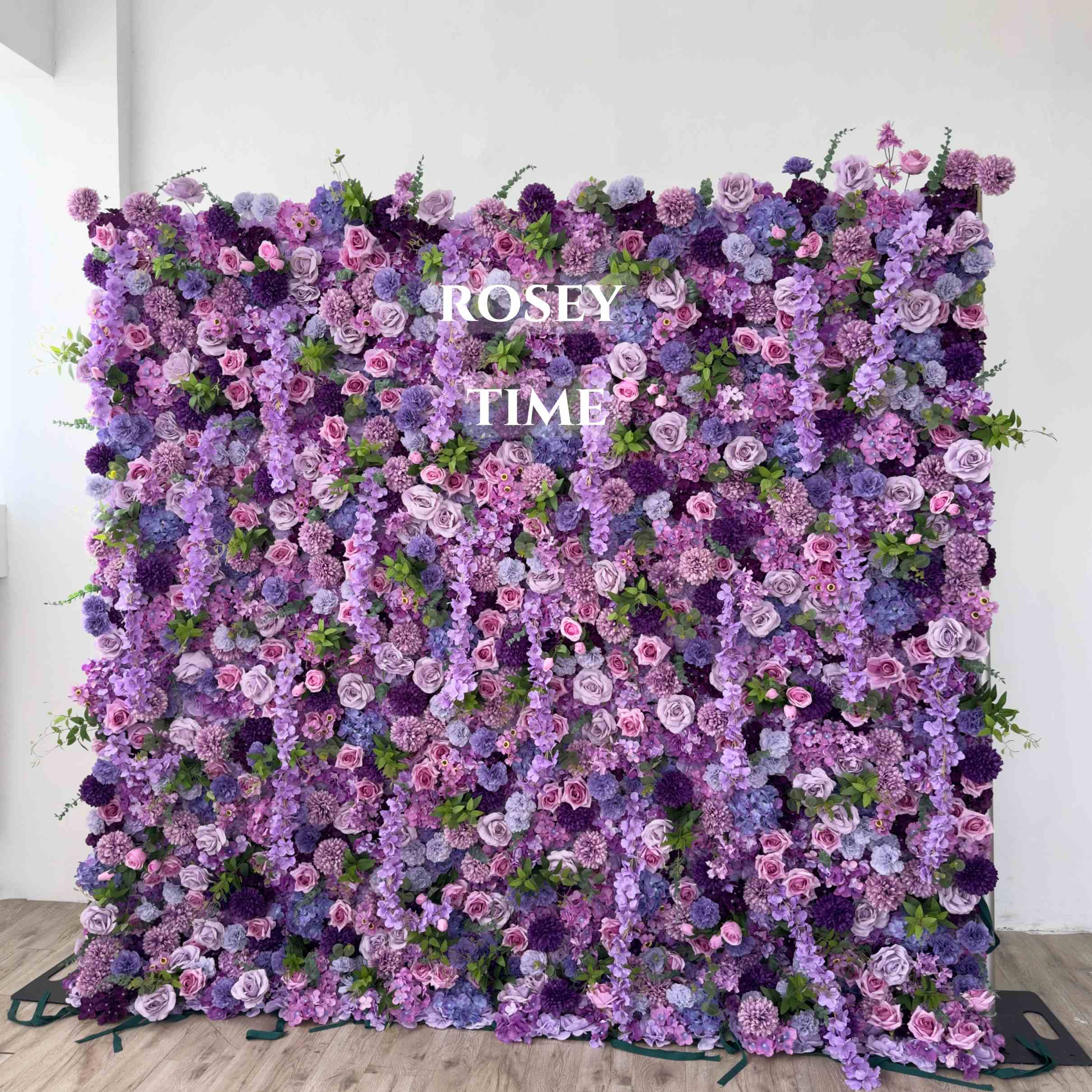 Roseytime 5D Purple Flower Wall Roll Up Fabric Back #RTW183