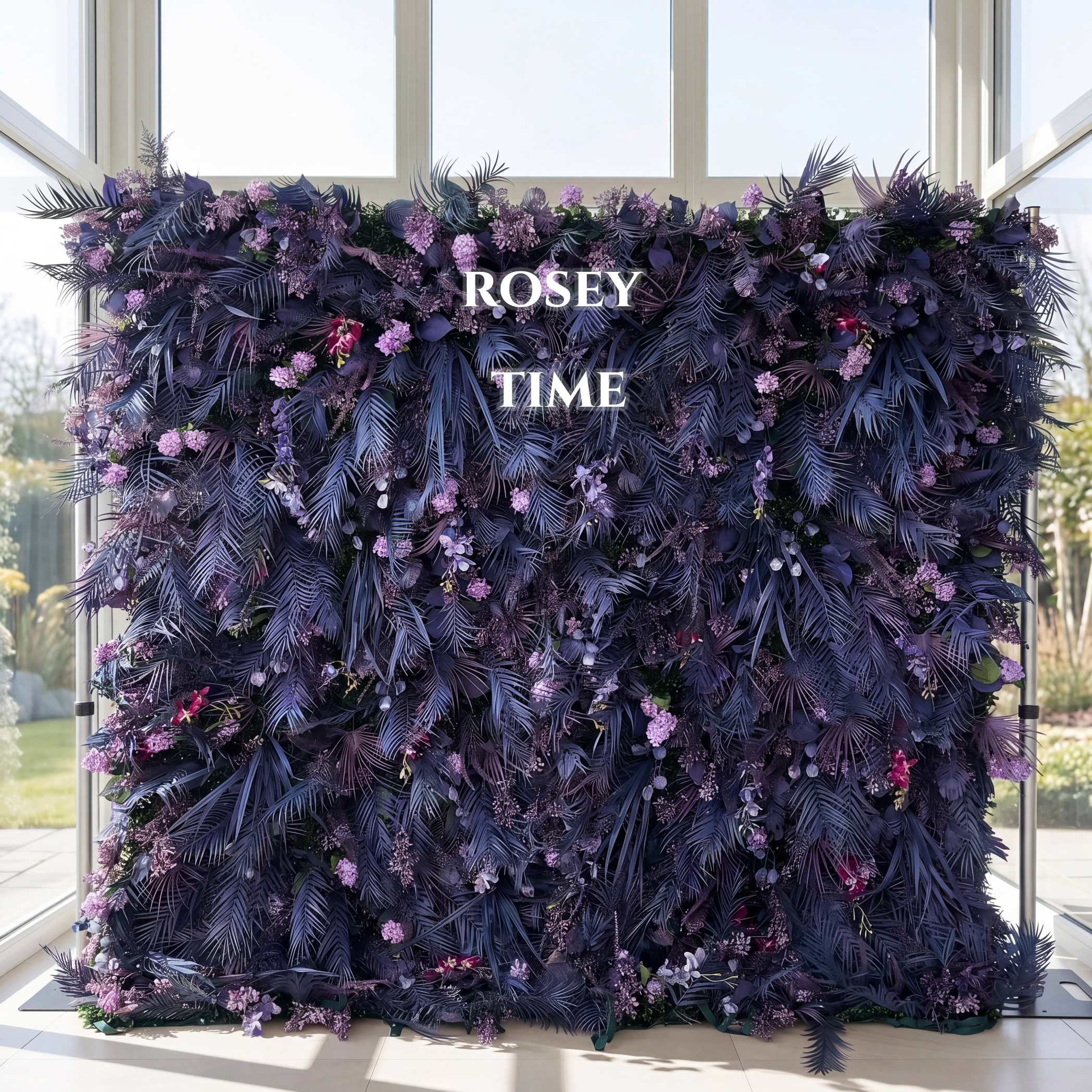 Roseytime 5D Dark Purple Pampas Flower Wall Roll Up Fabric Back #RTW330