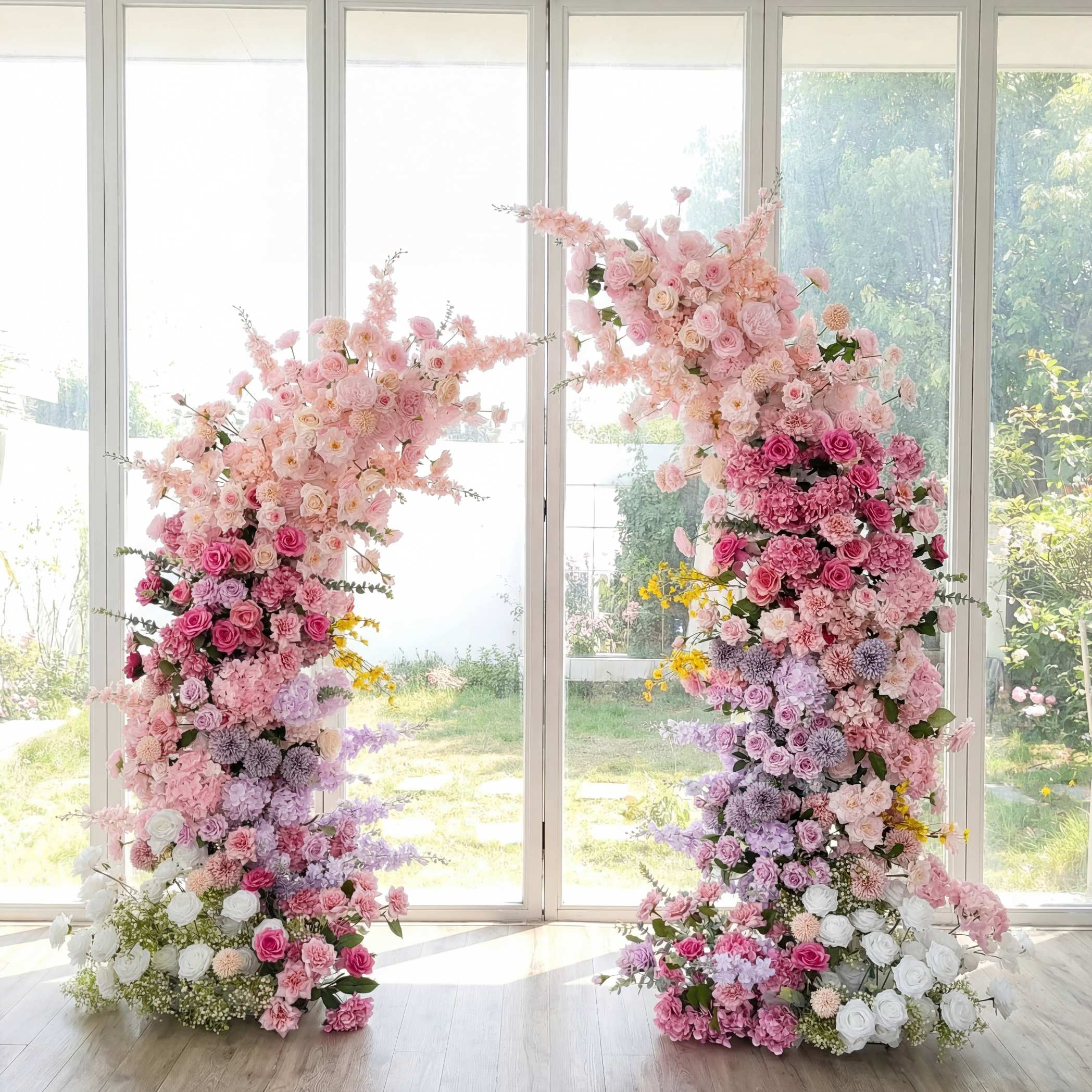 Roseytime Rainbow Flower Pillars Arch with Frame #RTP047