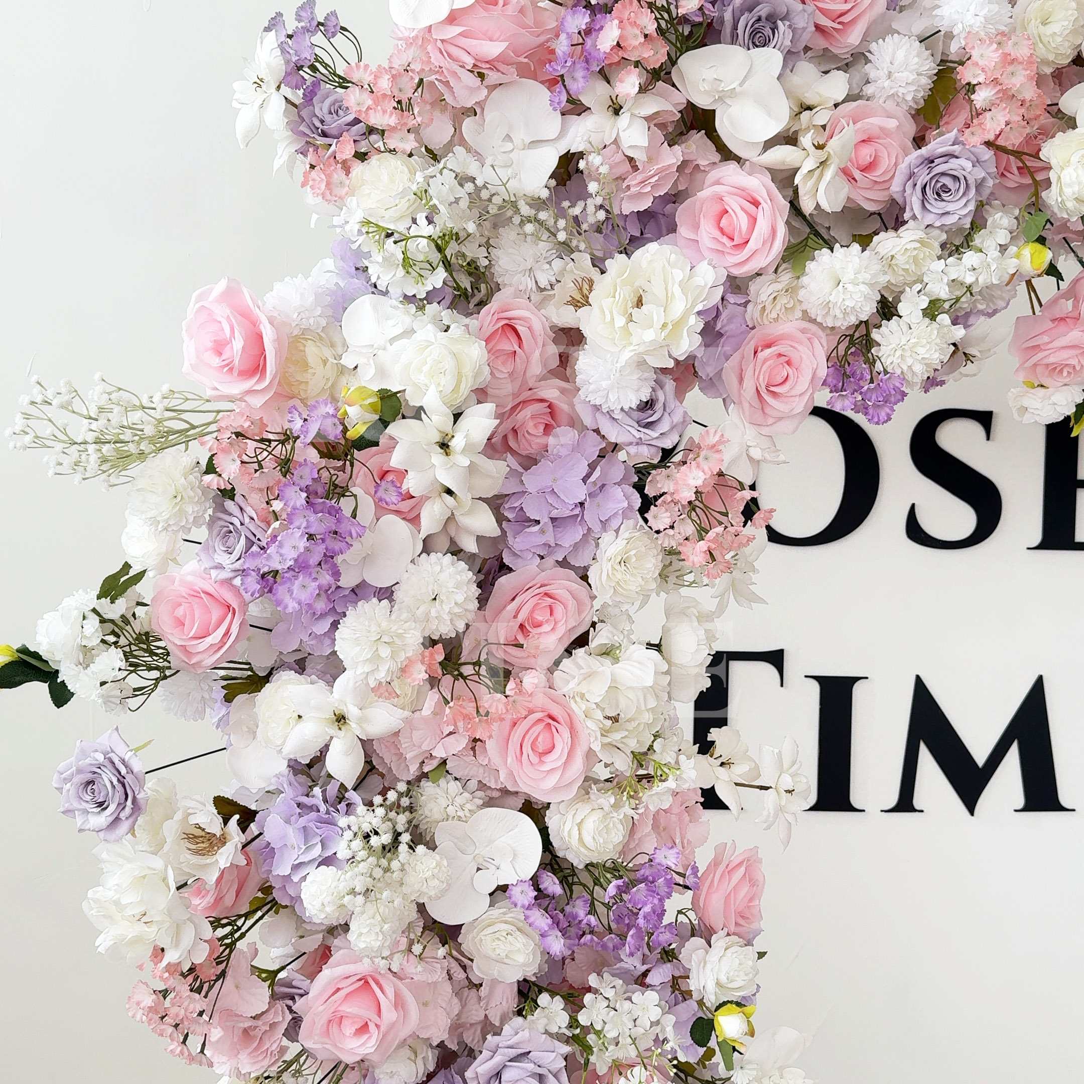 RoseyTime Purple&Pink Heart Flower Arches With Frame Fabric Back #RTA387