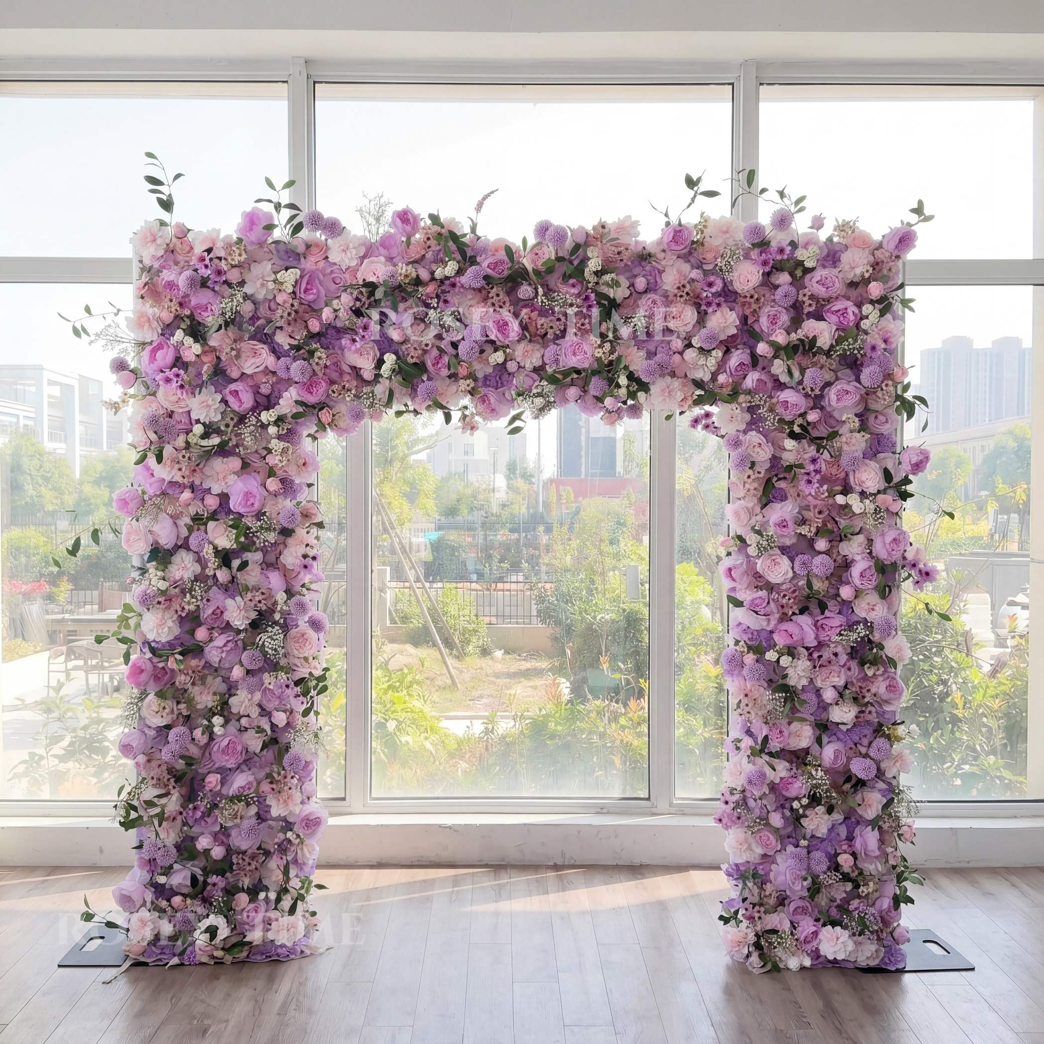 Roseytime Purple Square Flower Arch Fabric Back#RTA474