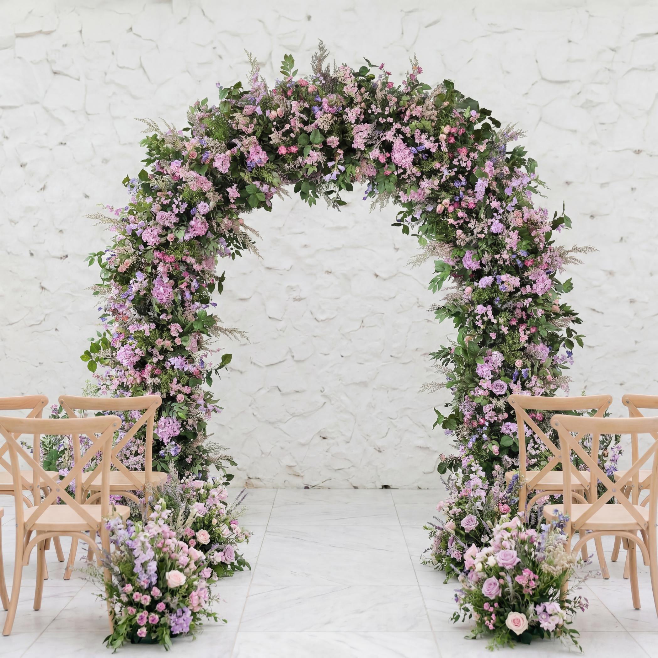 RoseyTime Purple Flower Round Arch With Frame #RTA066