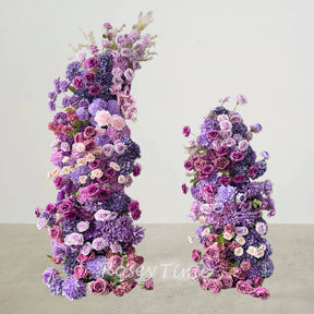 Roseytime Purple Flower Pillars Set with Frame #RTP045