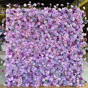 Roseytime 5D Purple Flower Wall Roll Up Fabric Back #RTW152