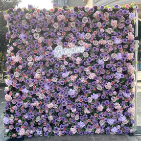 Roseytime 5D Purple Flower Wall Roll Up Fabric Back RTW101